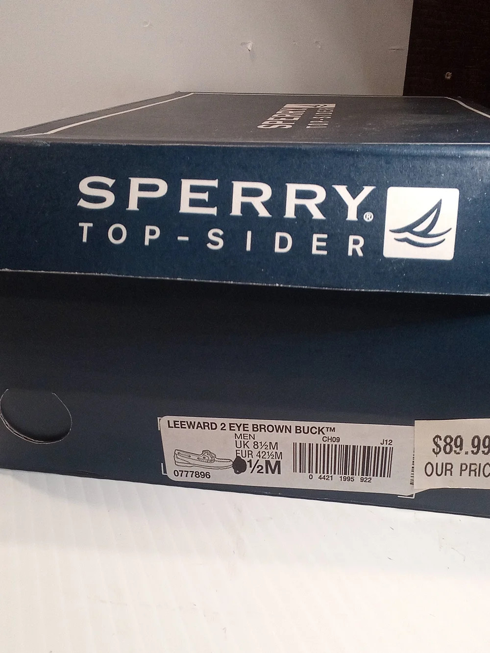 Sperry Top-Sider Leeward 2-Eye Gray/Navy Canvas Boat Shoes Lace-Up Men 9.5(S-101